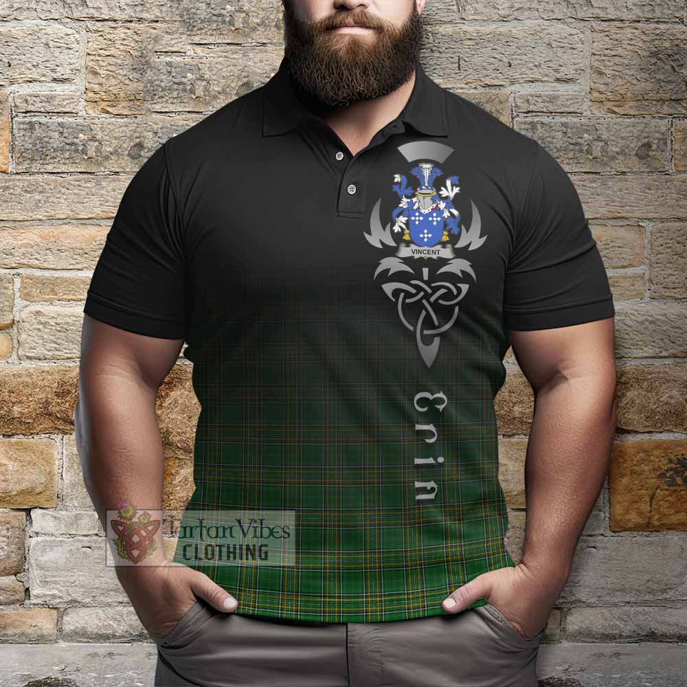 Tartan Vibes Clothing Vincent Irish Clan Polo Shirt with Coat of Arms Erin Go Bragh Celtic Inspired