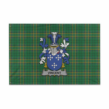 Vincent Irish Clan Tartan House Flag with Coat of Arms