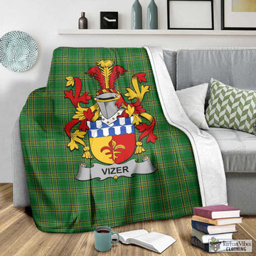 Tartan Vibes Clothing Vizer Irish Clan Tartan Blanket with Coat of Arms