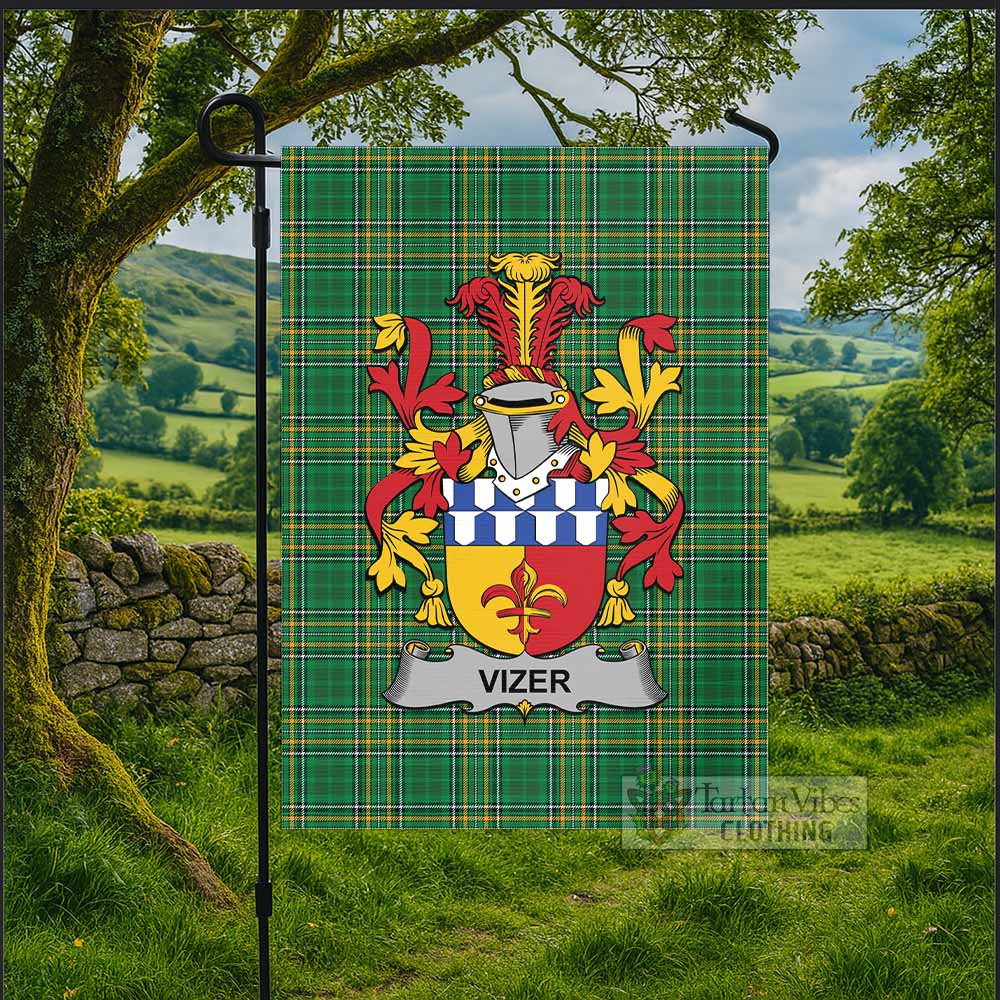 Vizer Irish Clan Tartan Flag with Coat of Arms
