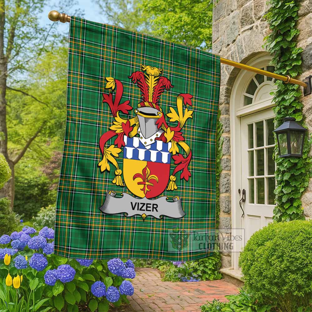 Vizer Irish Clan Tartan Flag with Coat of Arms