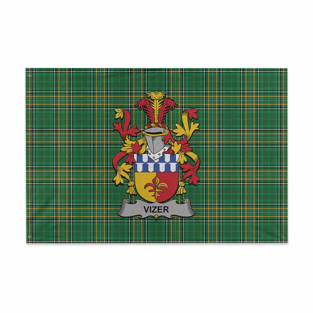 Tartan Vibes Clothing Vizer Irish Clan Tartan House Flag with Coat of Arms