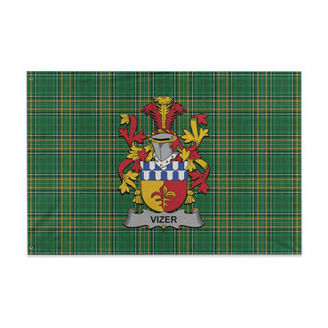 Tartan Vibes Clothing Vizer Irish Clan Tartan House Flag with Coat of Arms