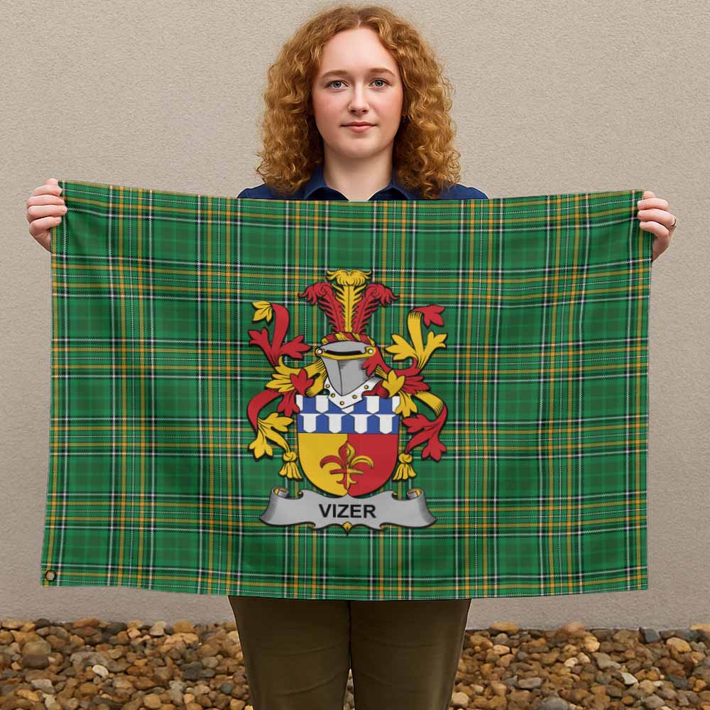 Tartan Vibes Clothing Vizer Irish Clan Tartan House Flag with Coat of Arms