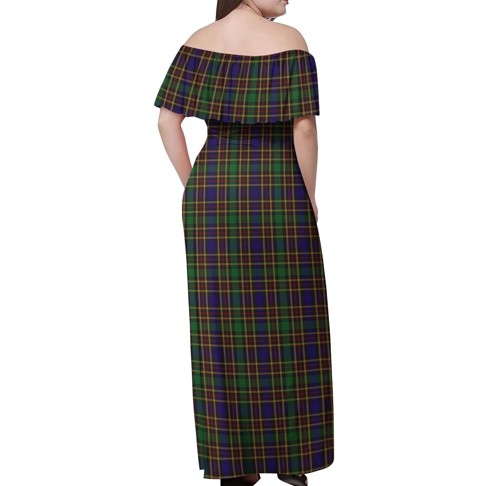 Vosko Tartan Off Shoulder Long Dress - Tartanvibesclothing