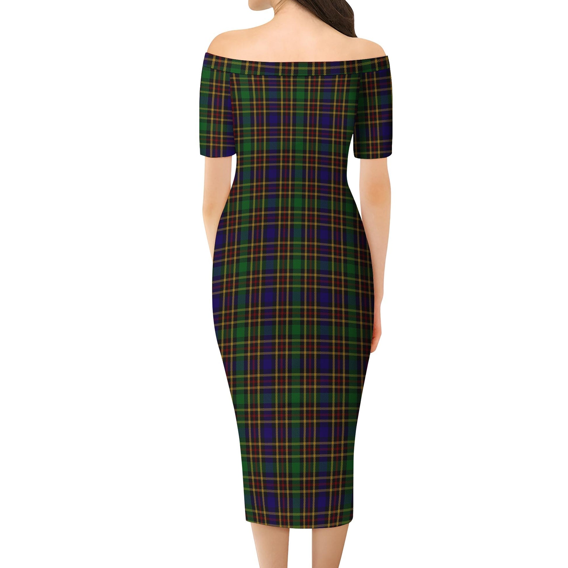 Vosko Tartan Off Shoulder Lady Dress - Tartanvibesclothing