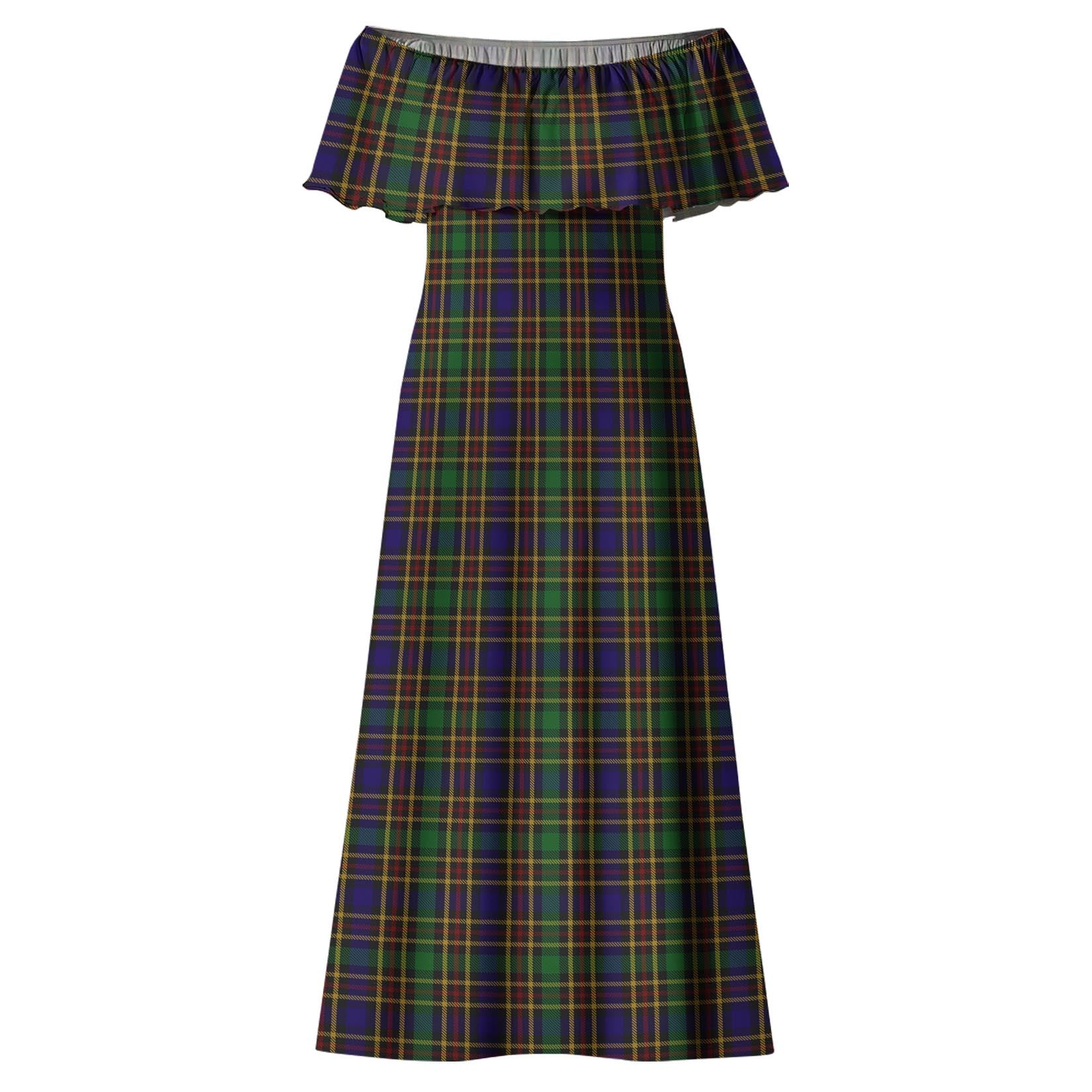 Vosko Tartan Off Shoulder Long Dress - Tartanvibesclothing