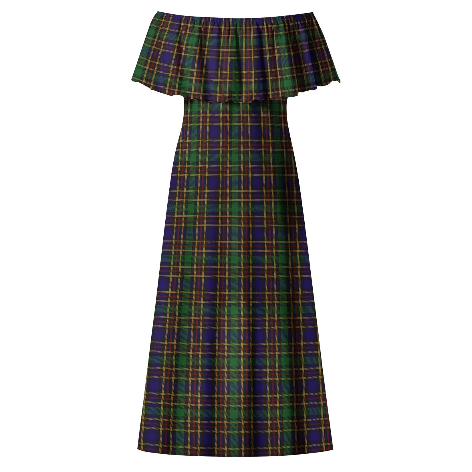 Vosko Tartan Off Shoulder Long Dress - Tartanvibesclothing