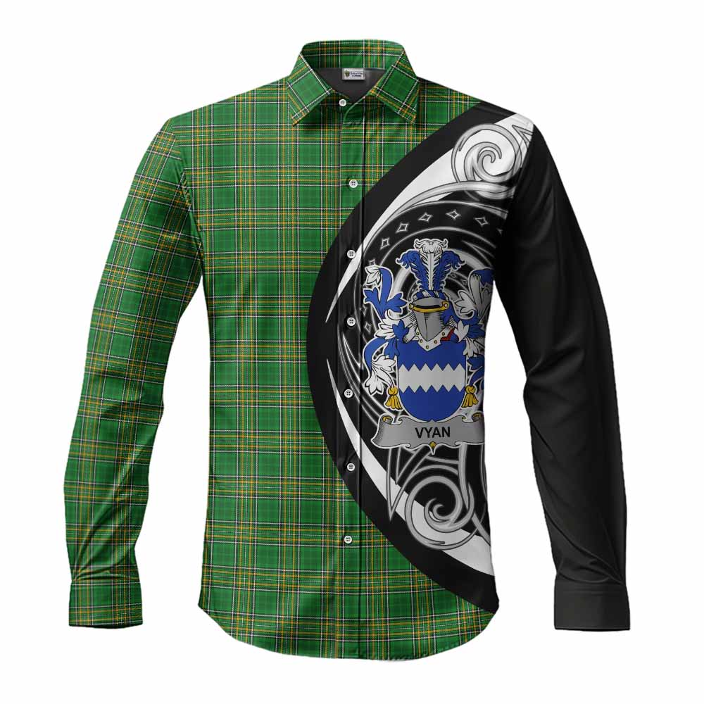 Tartan Vibes Clothing Vyan Irish Clan Long Sleeve Button Shirt Celtic Circle Style