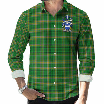 Vyan Irish Clan Tartan Long Sleeve Button Up with Coat of Arms