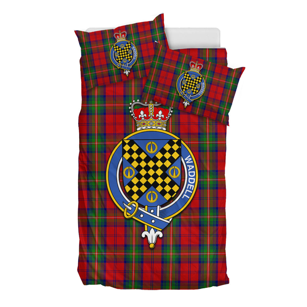 Waddell (Fife)-Greg Tartan Bedding Set with Family Crest - Tartan Vibes Clothing
