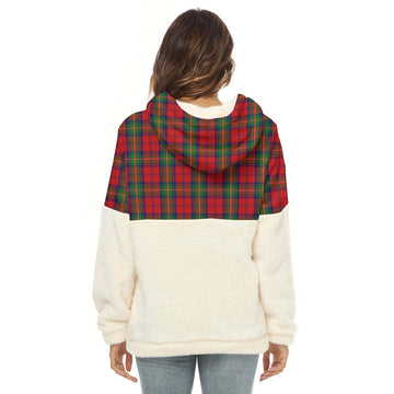 Waddell (Fife)-Greg Tartan Half Style Women's Borg Fleece Hoodie with Half Zip