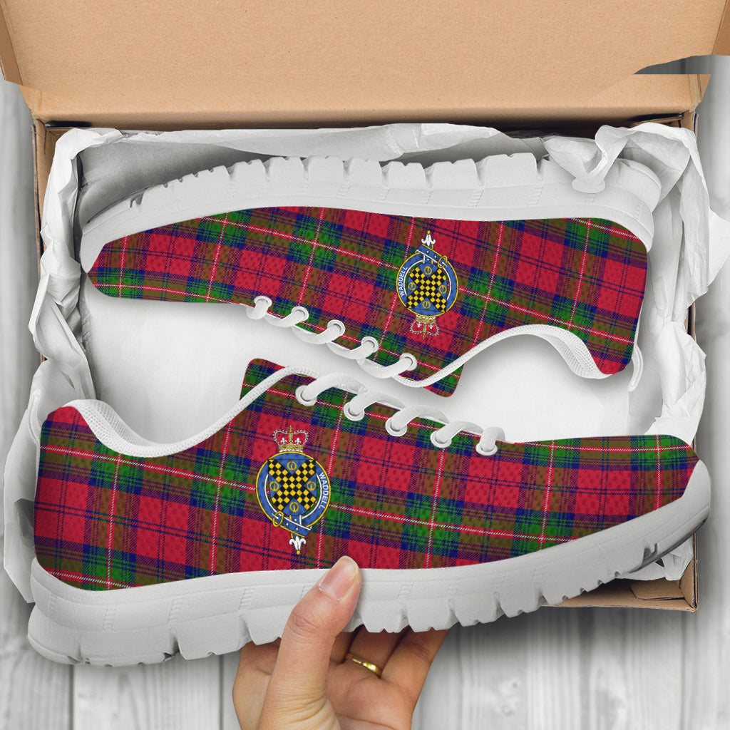 Waddell (Fife)-Greg Tartan Sneakers with Family Crest - Tartan Vibes Clothing