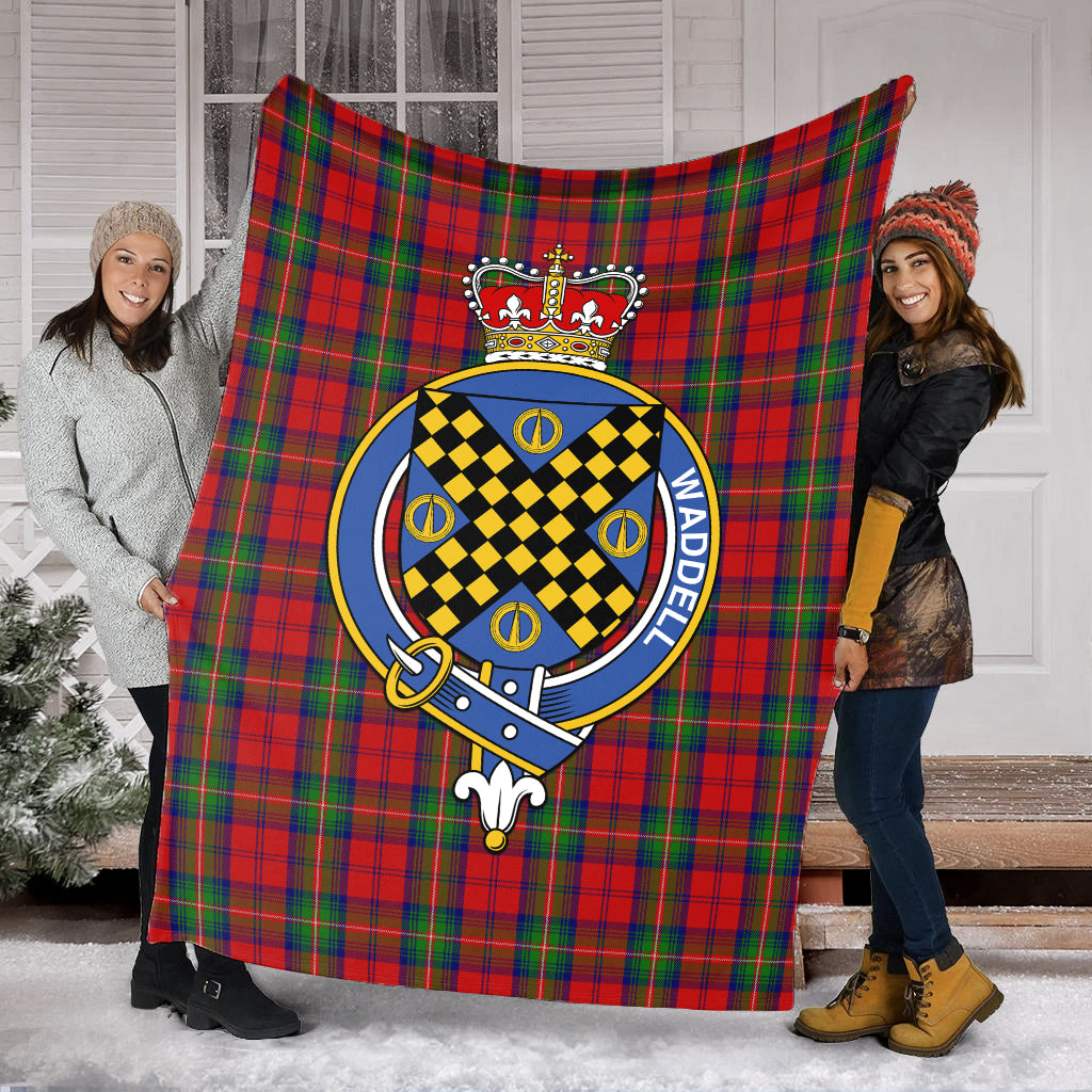 Waddell (Fife)-Greg Tartan Blanket with Family Crest - Tartan Vibes Clothing