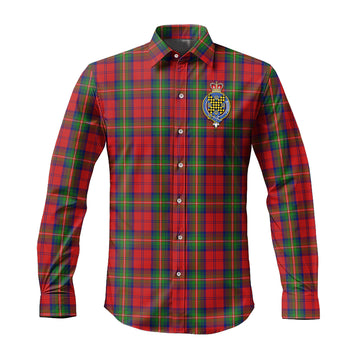 Waddell (Fife)-Greg Tartan Long Sleeve Button Up Shirt with Family Crest Men's Shirt - Tartan Vibes Clothing