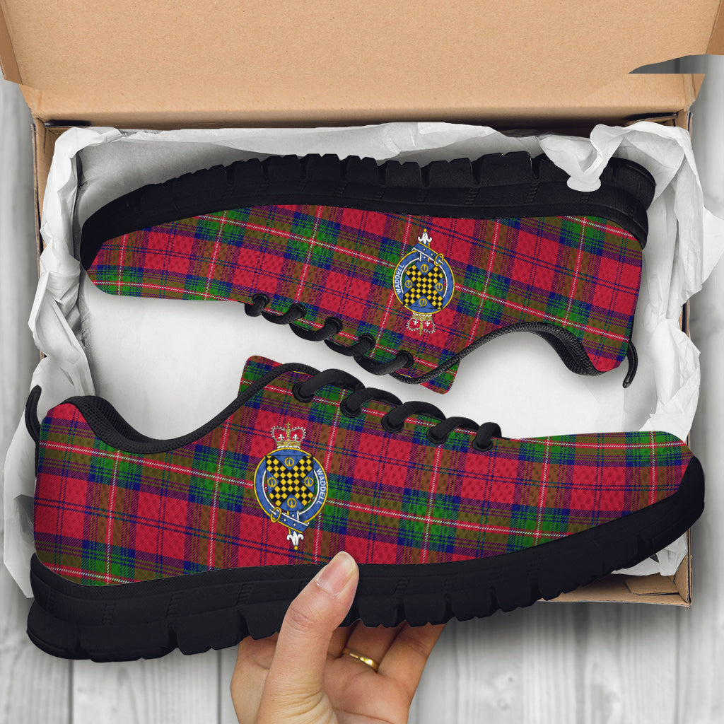 Waddell (Fife)-Greg Tartan Sneakers with Family Crest - Tartan Vibes Clothing
