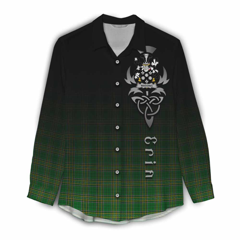 Tartan Vibes Clothing Wadding Irish Clan Women's Casual Shirt with Coat of Arms Erin Go Bragh Celtic Inspired