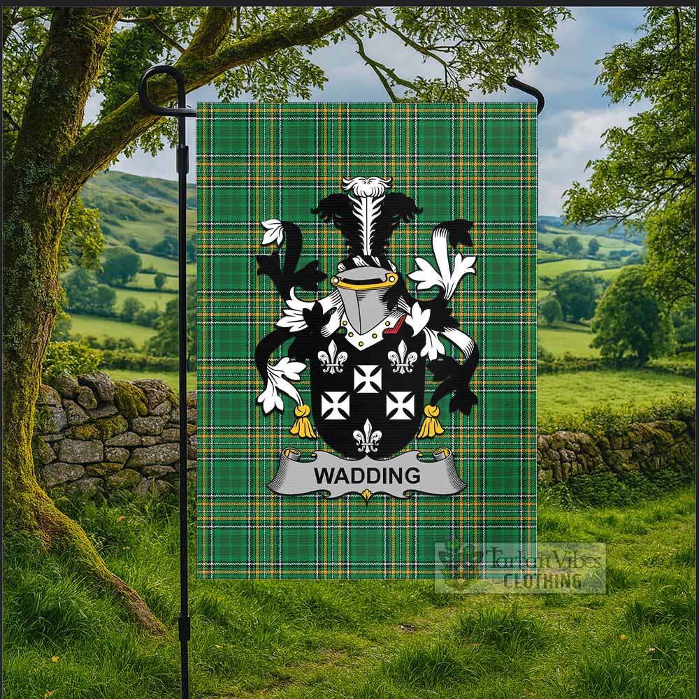 Wadding Irish Clan Tartan Flag with Coat of Arms