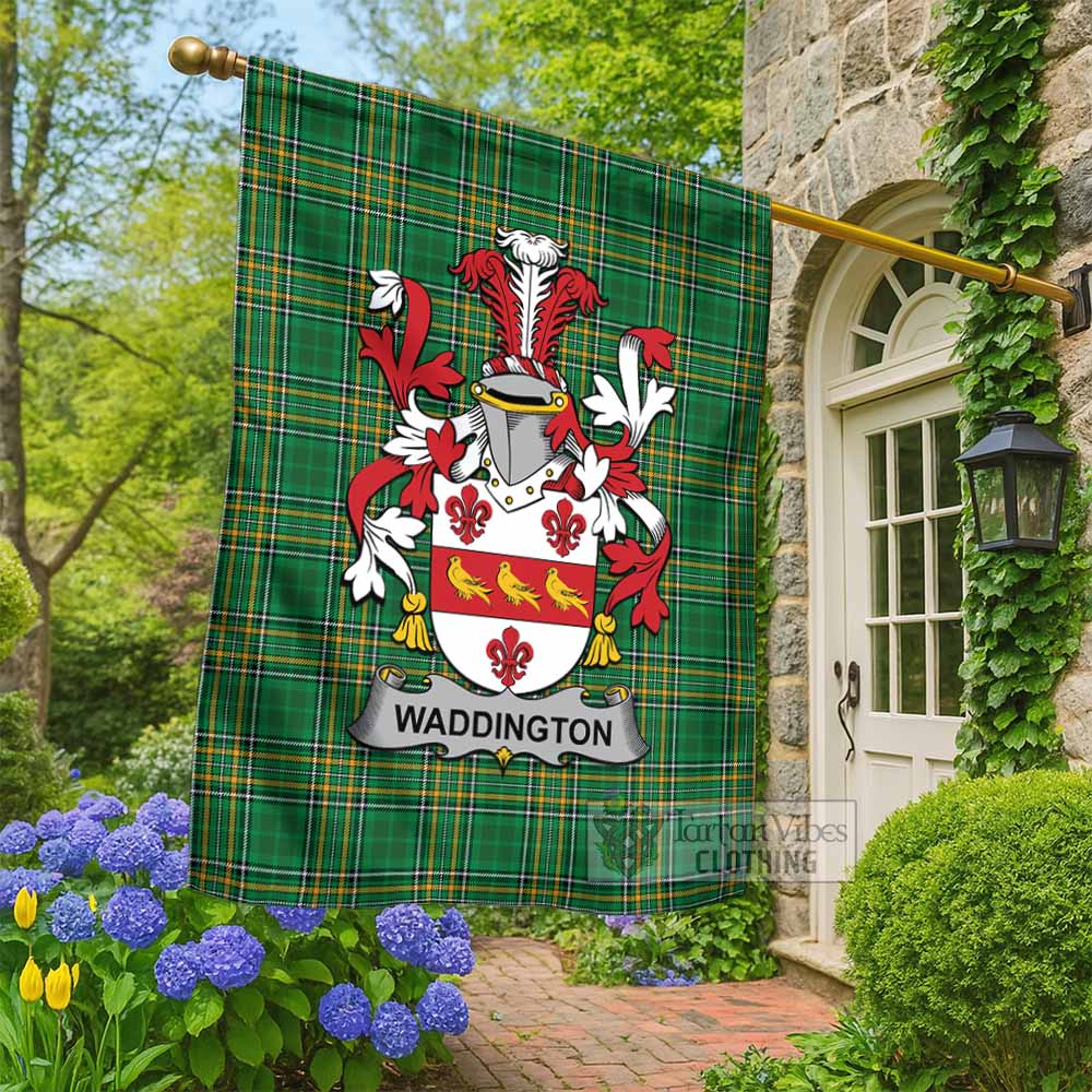 Waddington Irish Clan Tartan Flag with Coat of Arms