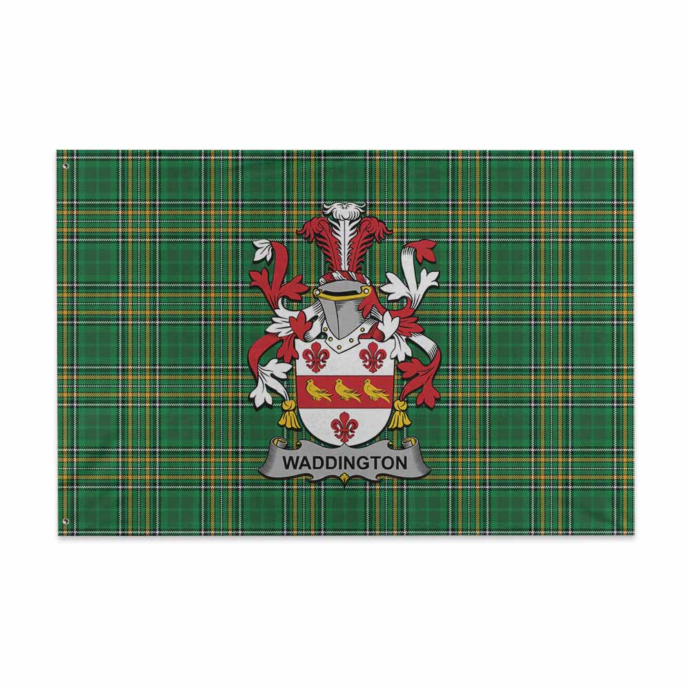 Tartan Vibes Clothing Waddington Irish Clan Tartan House Flag with Coat of Arms