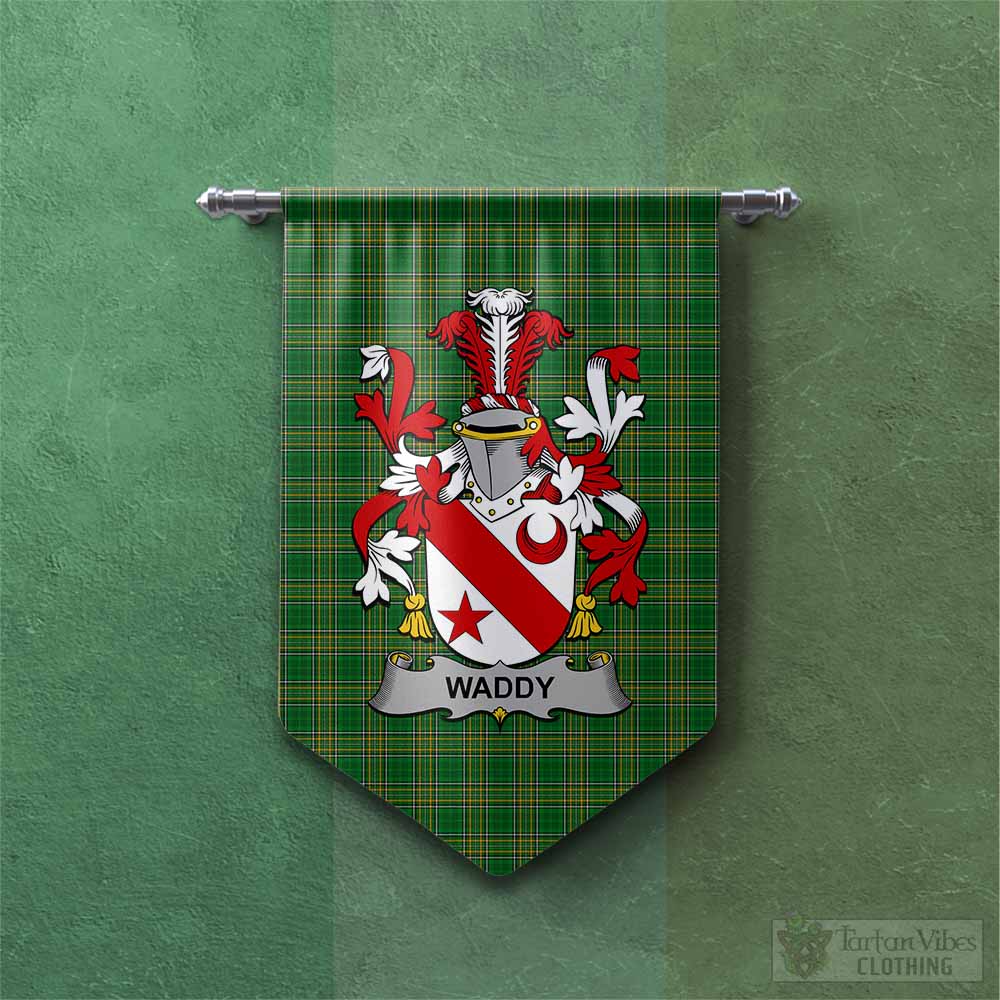 Tartan Vibes Clothing Waddy Irish Clan Tartan Gonfalon, Tartan Banner with Coat of Arms