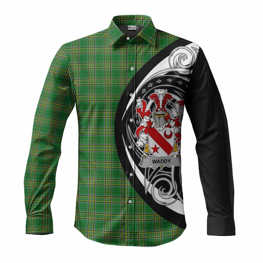 Tartan Vibes Clothing Waddy Irish Clan Long Sleeve Button Shirt Celtic Circle Style