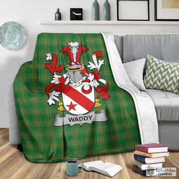 Tartan Vibes Clothing Waddy Irish Clan Tartan Blanket with Coat of Arms