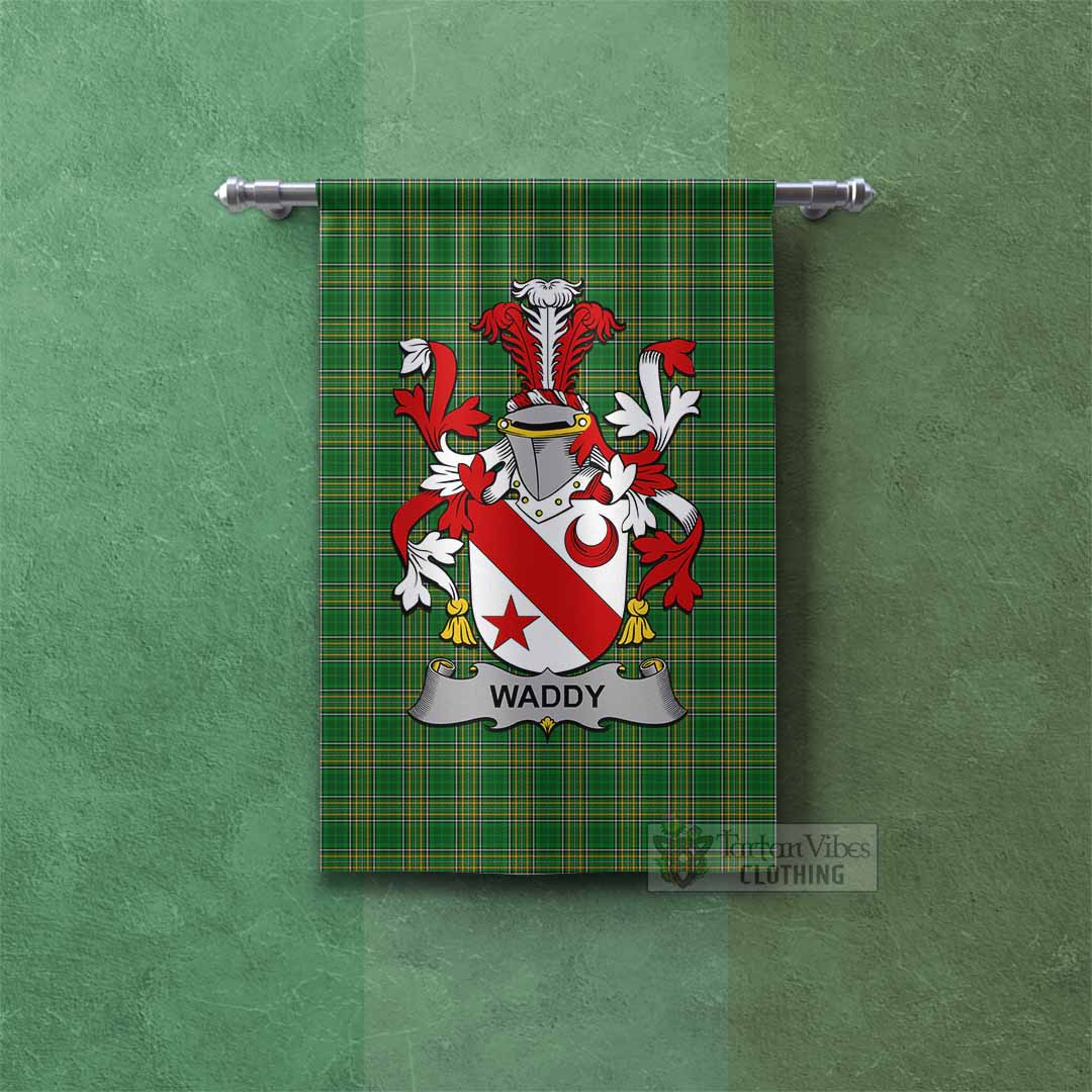 Tartan Vibes Clothing Waddy Irish Clan Tartan Gonfalon, Tartan Banner with Coat of Arms