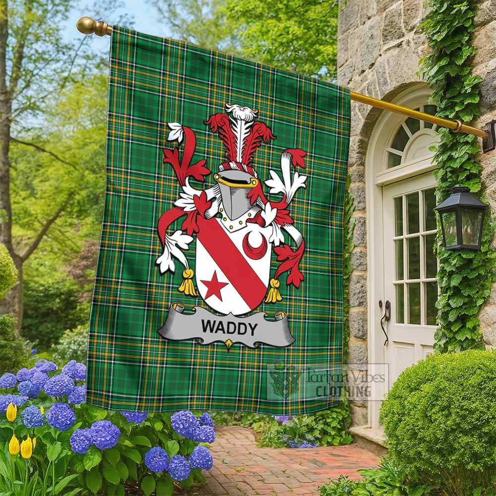 Waddy Irish Clan Tartan Flag with Coat of Arms