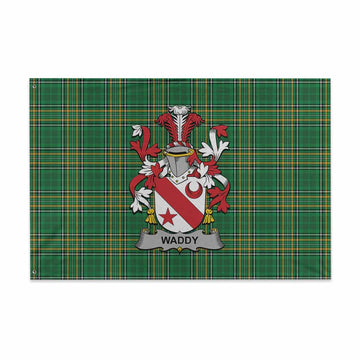 Waddy Irish Clan Tartan House Flag with Coat of Arms