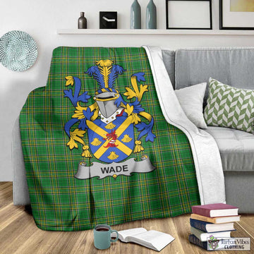 Tartan Vibes Clothing Wade Irish Clan Tartan Blanket with Coat of Arms