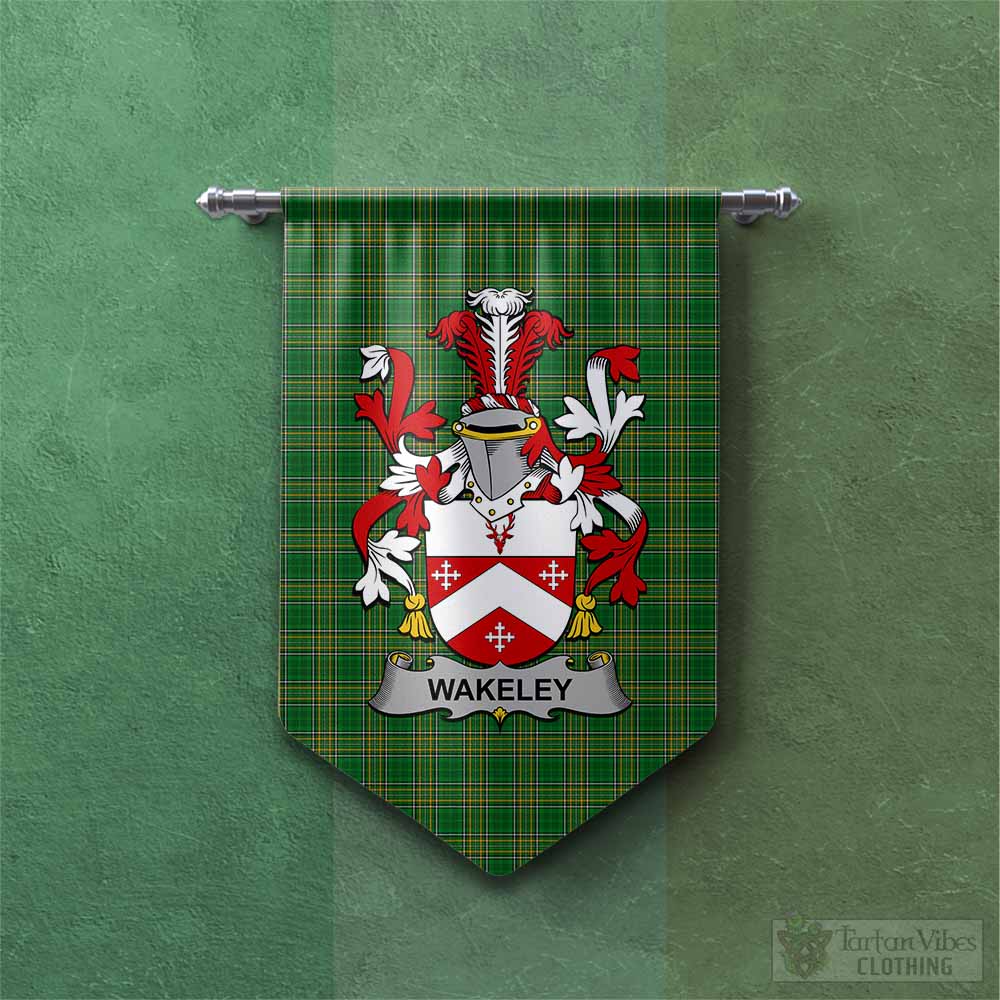 Wakeley Irish Clan Tartan Gonfalon, Tartan Banner with Coat of Arms Chevron - Tartan Vibes Clothing