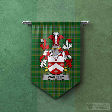 Wakeley Irish Clan Tartan Gonfalon, Tartan Banner with Coat of Arms