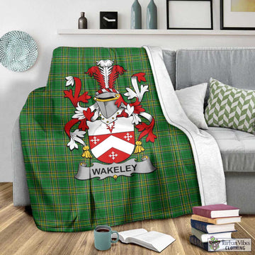 Tartan Vibes Clothing Wakeley Irish Clan Tartan Blanket with Coat of Arms