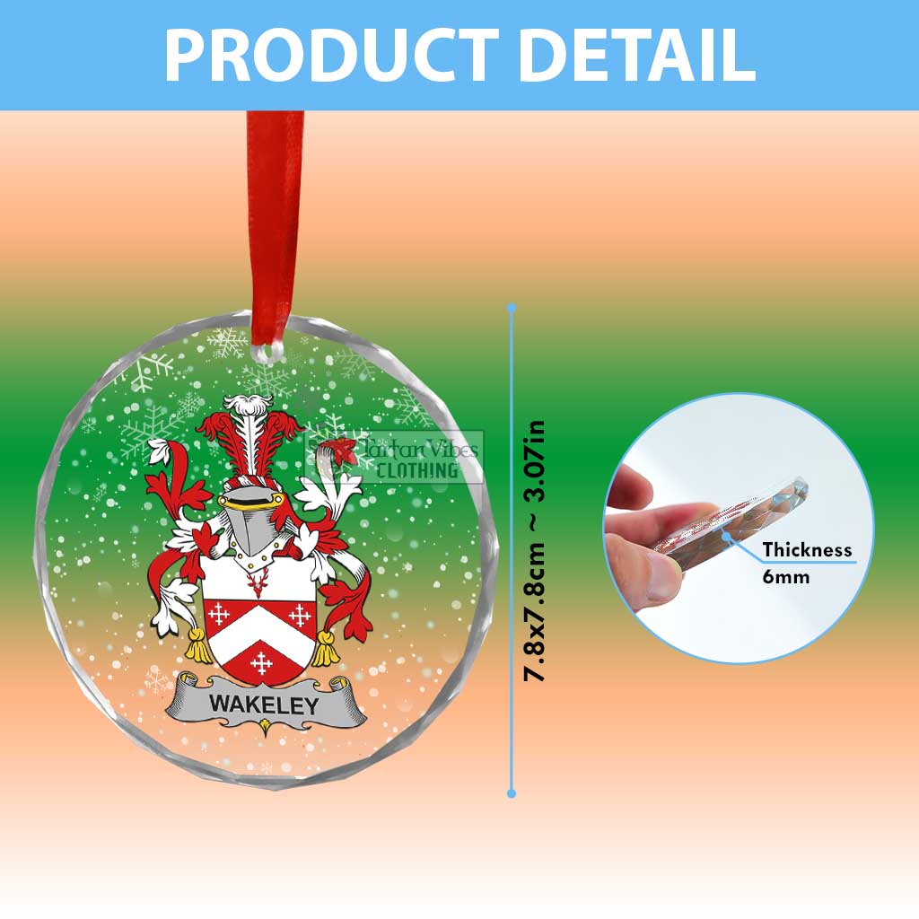 Tartan Vibes Clothing Wakeley Irish Clan Christmas Glass Ornament with Coat of Arms