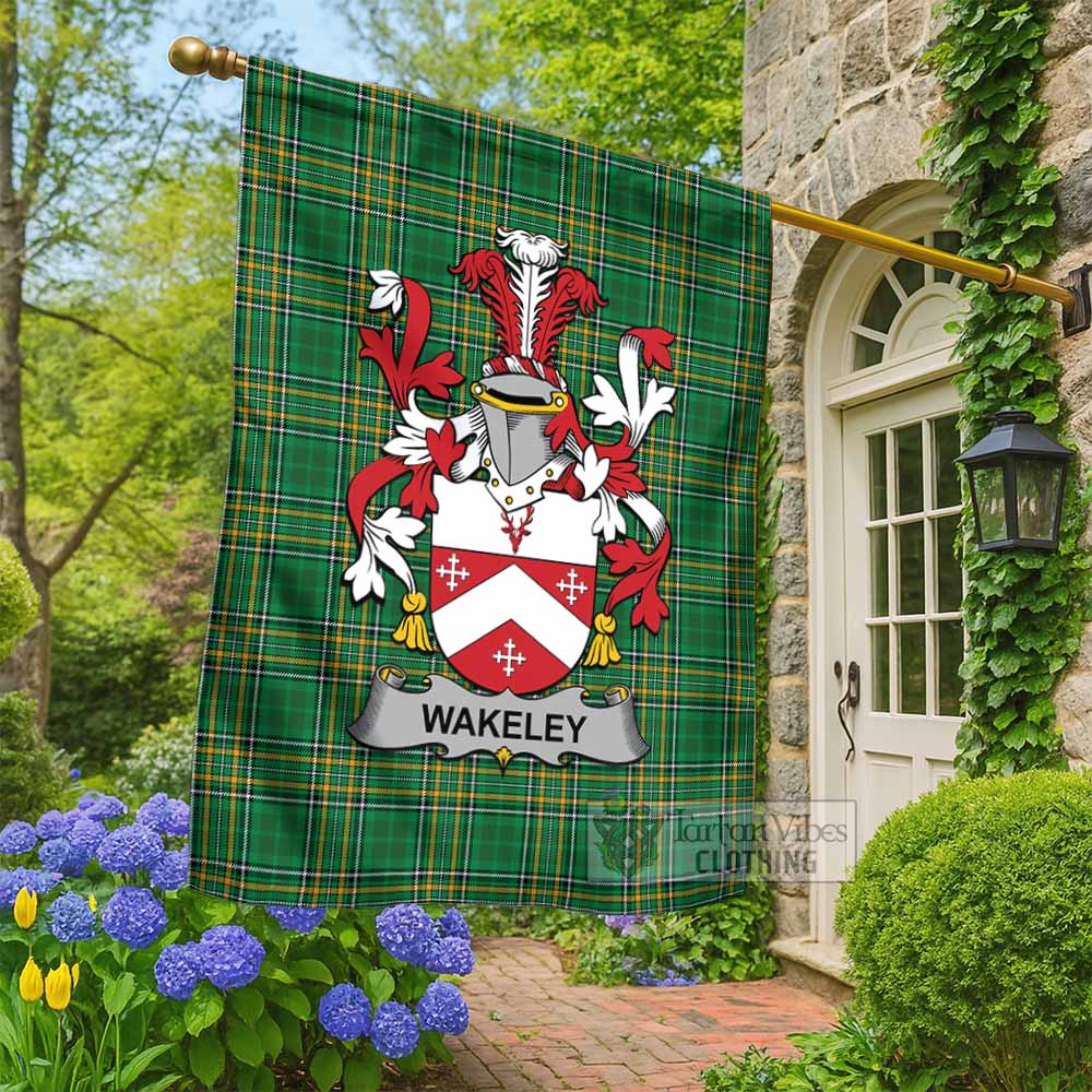 Wakeley Irish Clan Tartan Flag with Coat of Arms