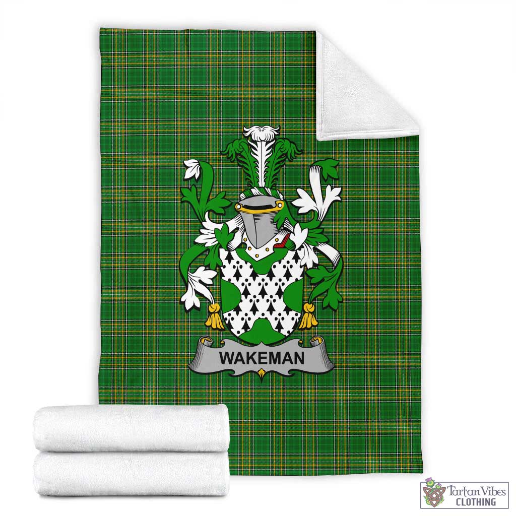 Wakeman Irish Clan Tartan Blanket with Coat of Arms X-Large 59 x 79 inches 150 x 200 cm - Tartan Vibes Clothing