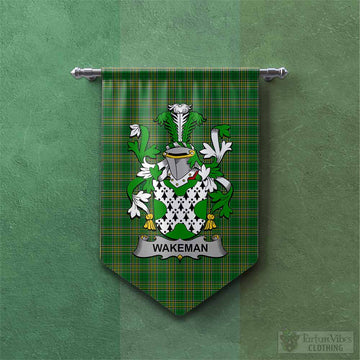 Wakeman Irish Clan Tartan Gonfalon, Tartan Banner with Coat of Arms