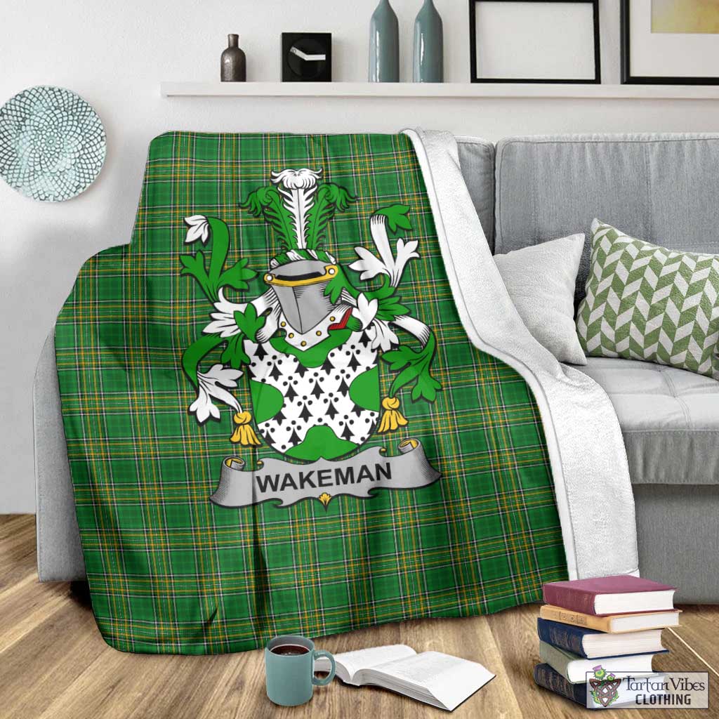 Wakeman Irish Clan Tartan Blanket with Coat of Arms - Tartan Vibes Clothing