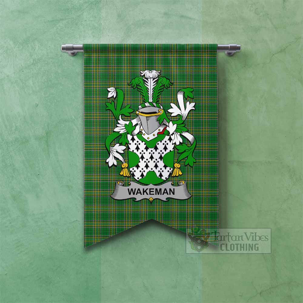 Wakeman Irish Clan Tartan Gonfalon, Tartan Banner with Coat of Arms Fishtail - Tartan Vibes Clothing