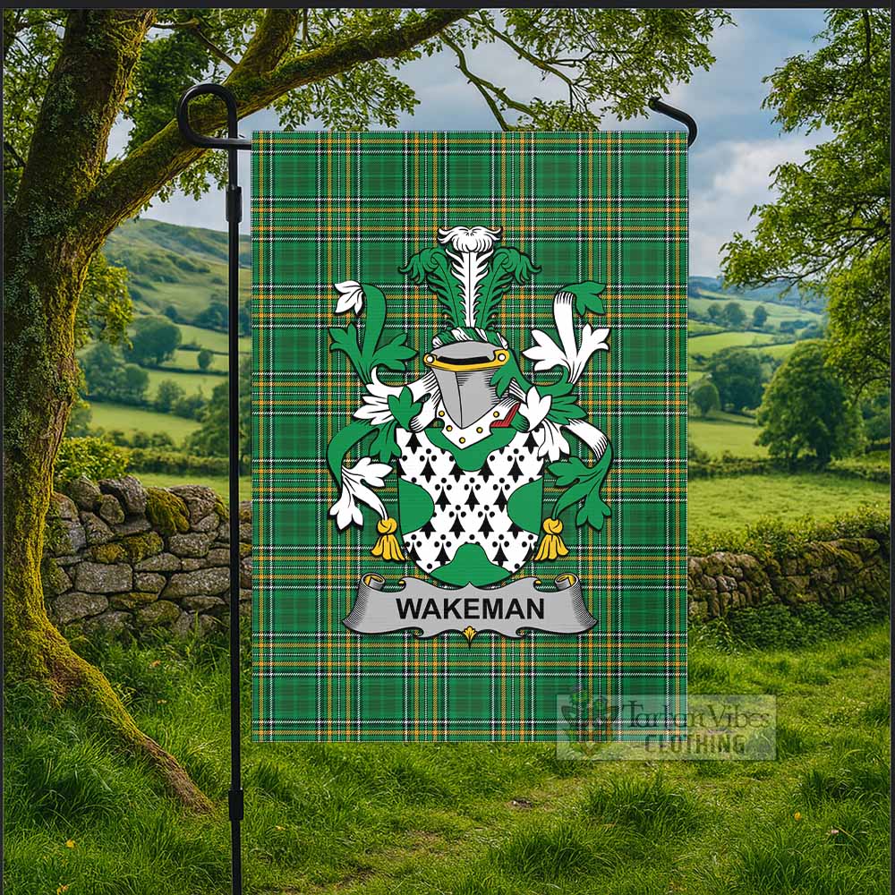 Wakeman Irish Clan Tartan Flag with Coat of Arms