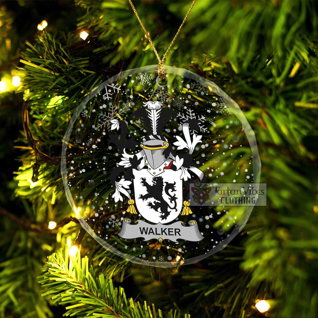 Walker Irish Clan Christmas Glass Ornament with Coat of Arms Transparent Glass Circle - 2D-tartanvibesclothing