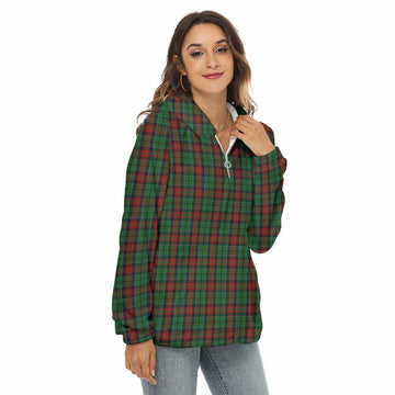 Tartan Vibes Clothing Walker Tartan Women's Borg  Half Zip Fleece Hoodie
