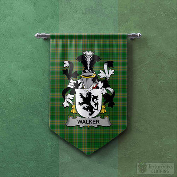 Walker Irish Clan Tartan Gonfalon, Tartan Banner with Coat of Arms