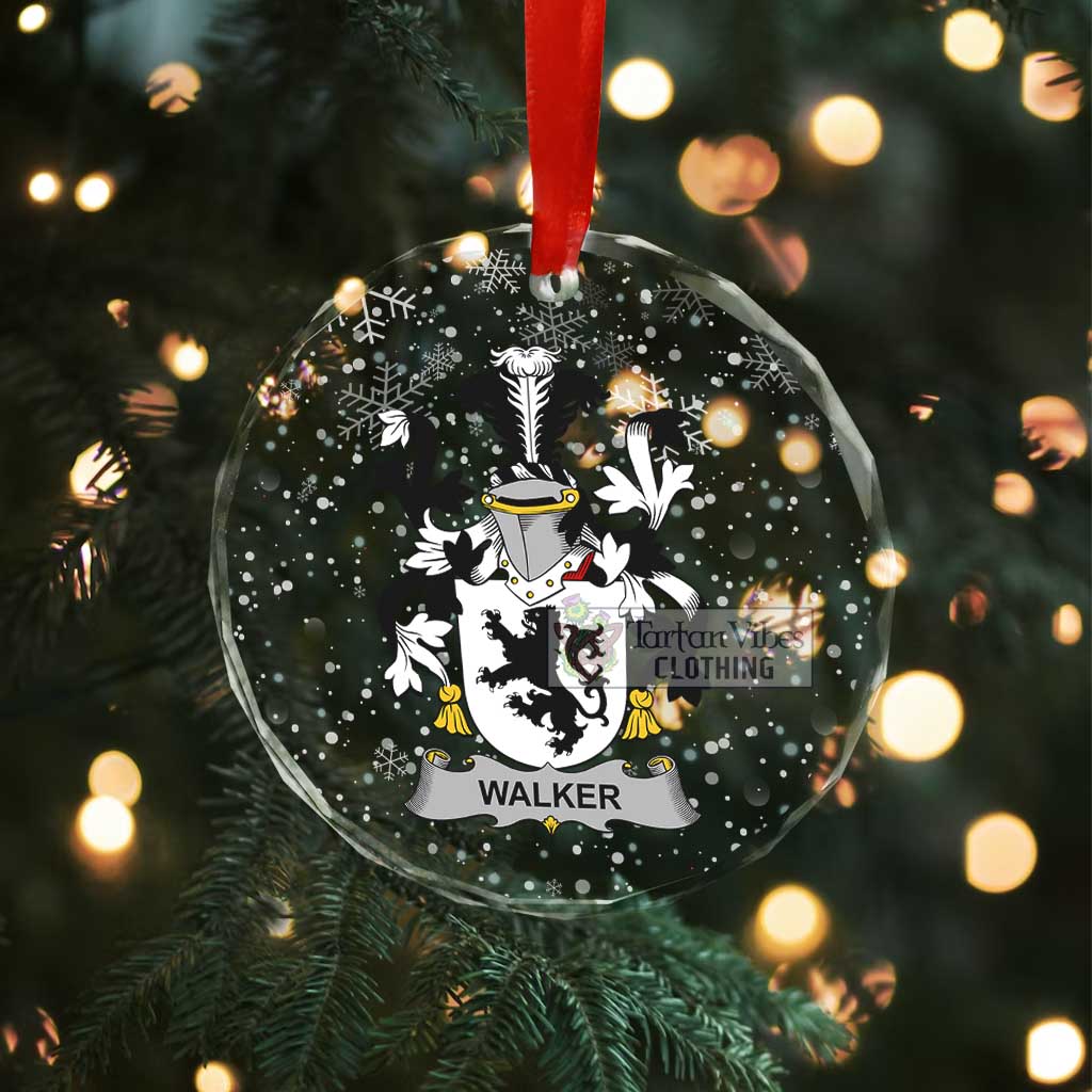 Walker Irish Clan Christmas Glass Ornament with Coat of Arms - 2D-tartanvibesclothing