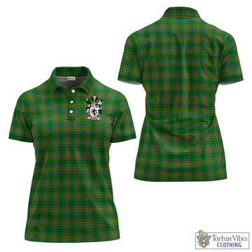 Walker Irish Clan Tartan Women's Polo Shirt with Coat of Arms