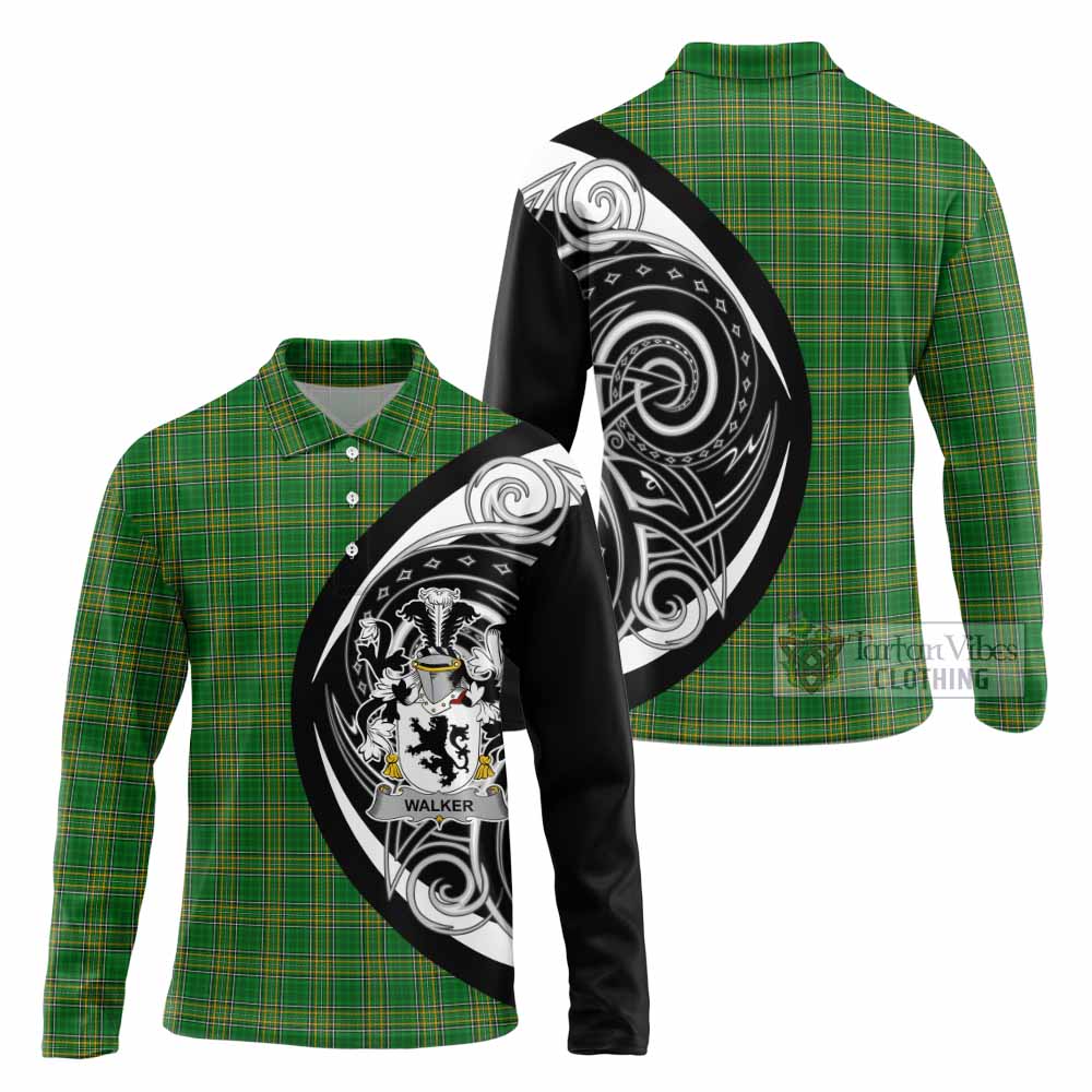 Tartan Vibes Clothing Walker Irish Clan Long Sleeve Polo Shirt Celtic Circle Style