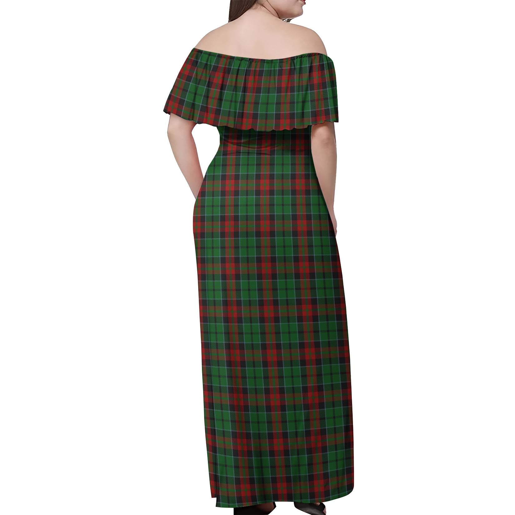 Walker James Tartan Off Shoulder Long Dress - Tartanvibesclothing