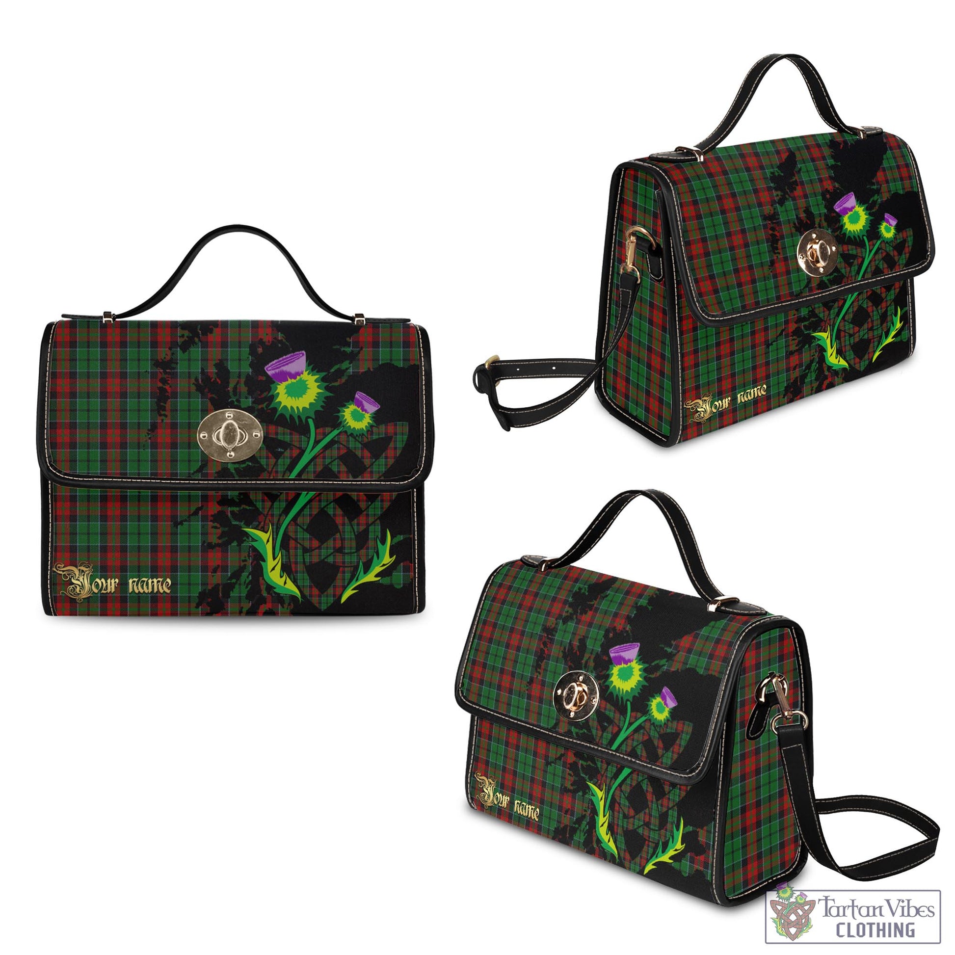 Tartan Vibes Clothing Walker James Tartan Waterproof Canvas Bag with Scotland Map and Thistle Celtic Accents