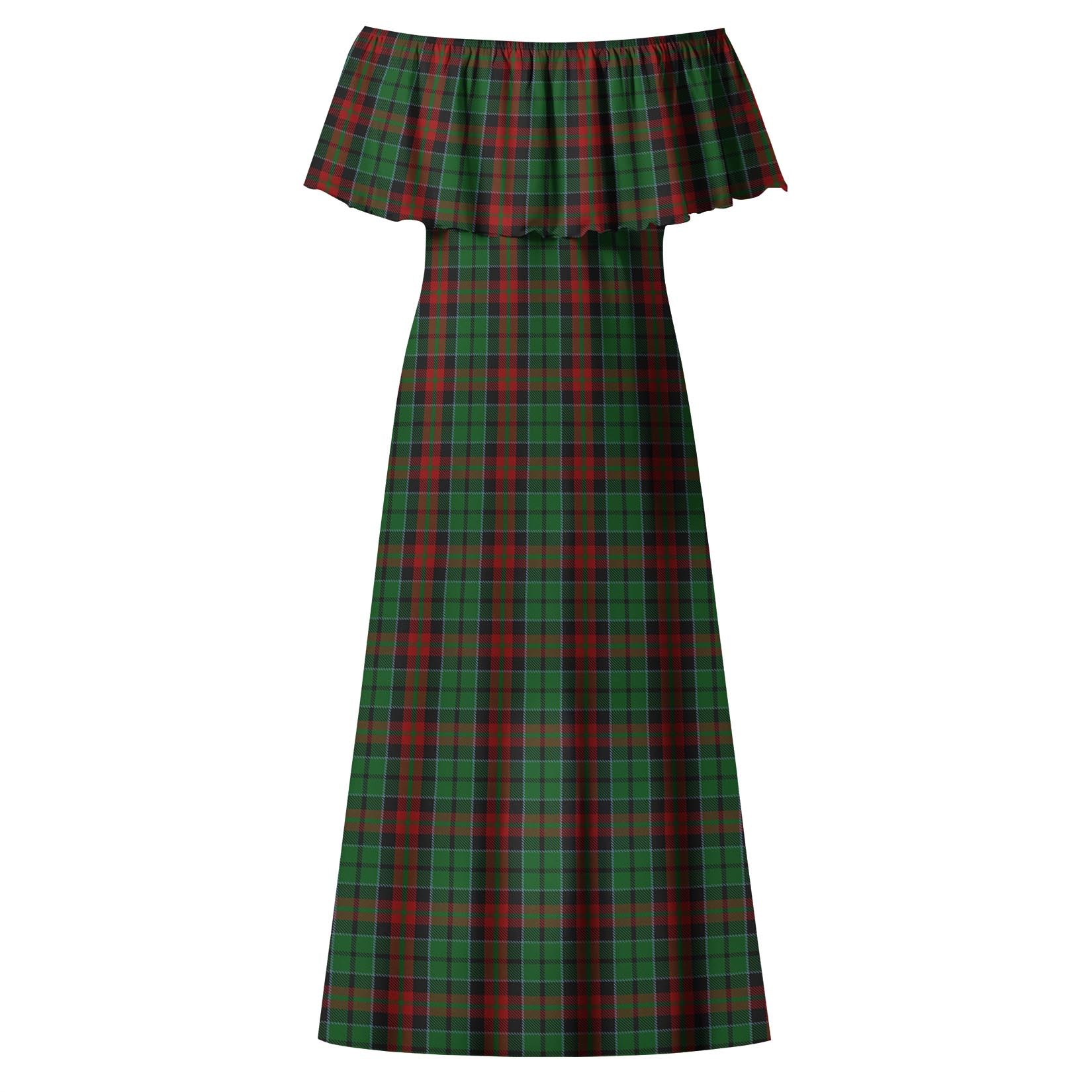 Walker James Tartan Off Shoulder Long Dress - Tartanvibesclothing